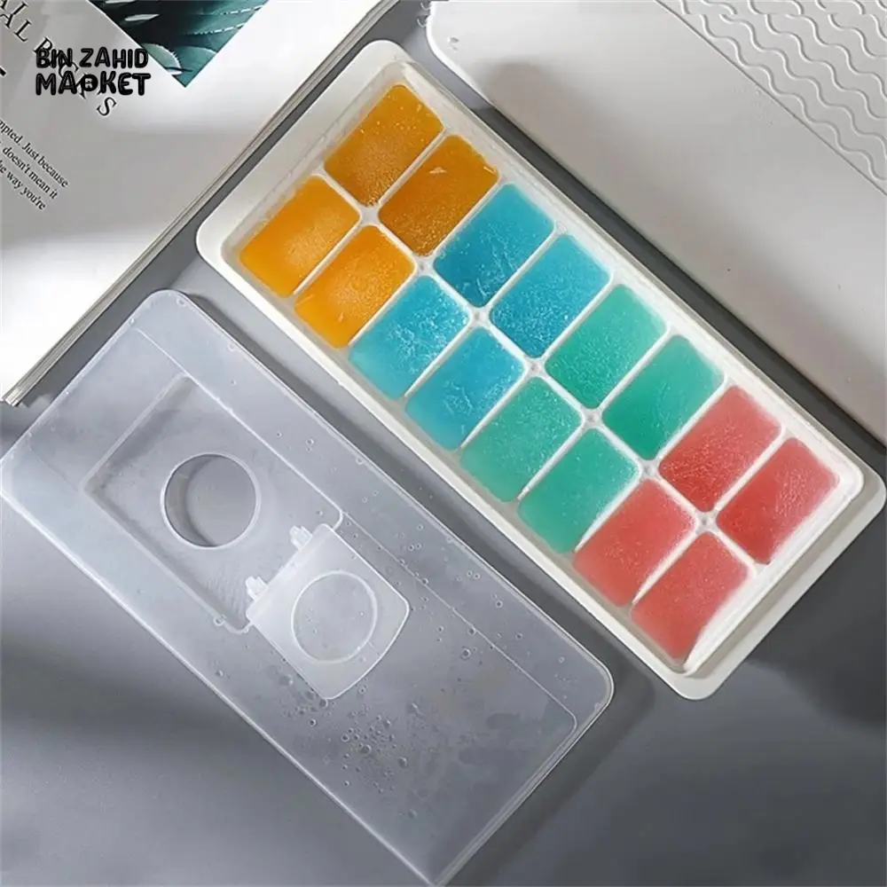 ICE CUBE TRAY WITH LID NON-STICK PLASTIC MOLD FOR JELLY & DRINKS