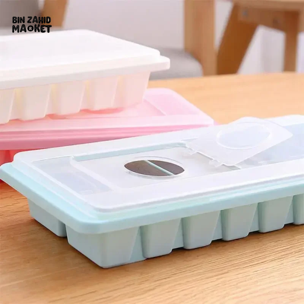 ICE CUBE TRAY WITH LID NON-STICK PLASTIC MOLD FOR JELLY & DRINKS