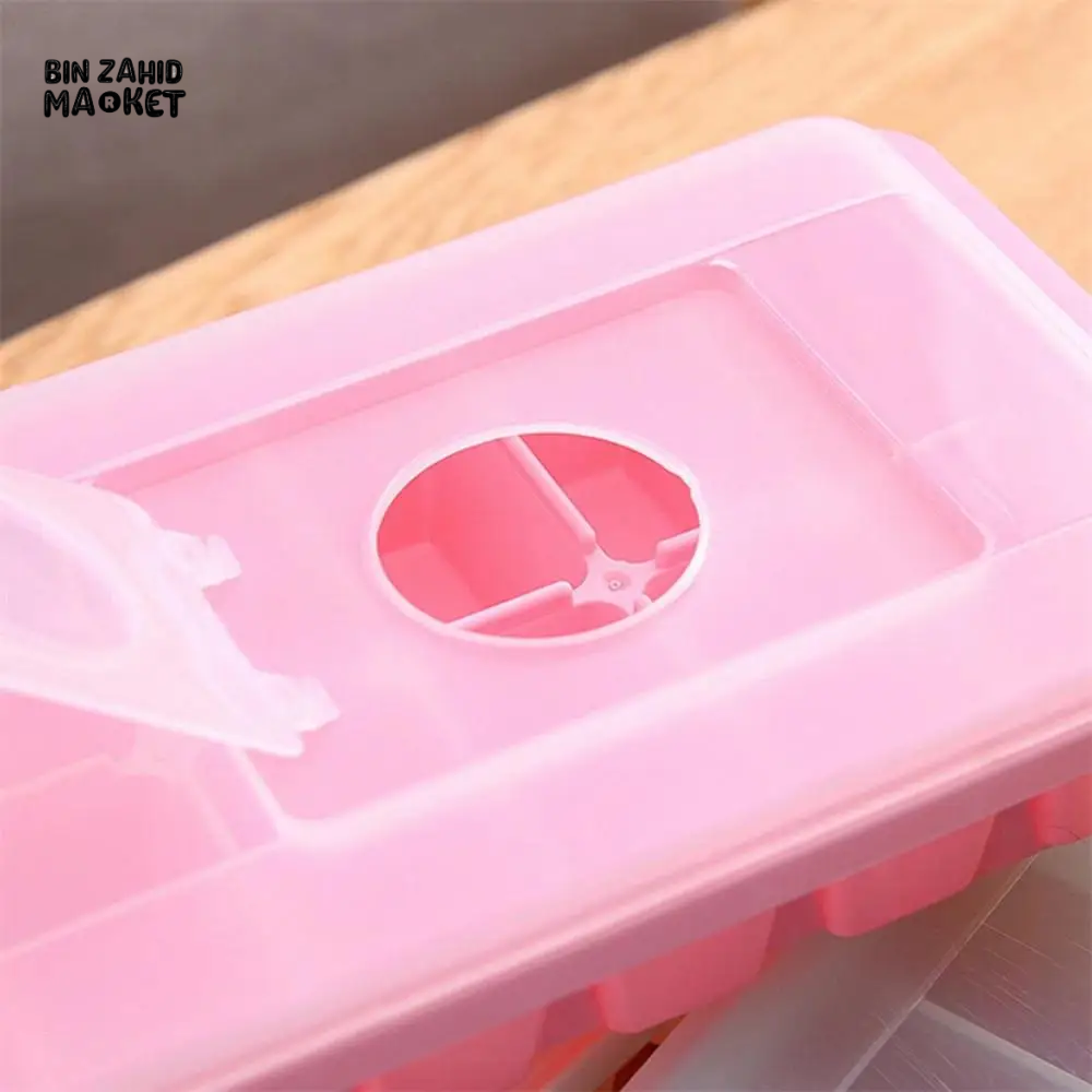 ICE CUBE TRAY WITH LID NON-STICK PLASTIC MOLD FOR JELLY & DRINKS