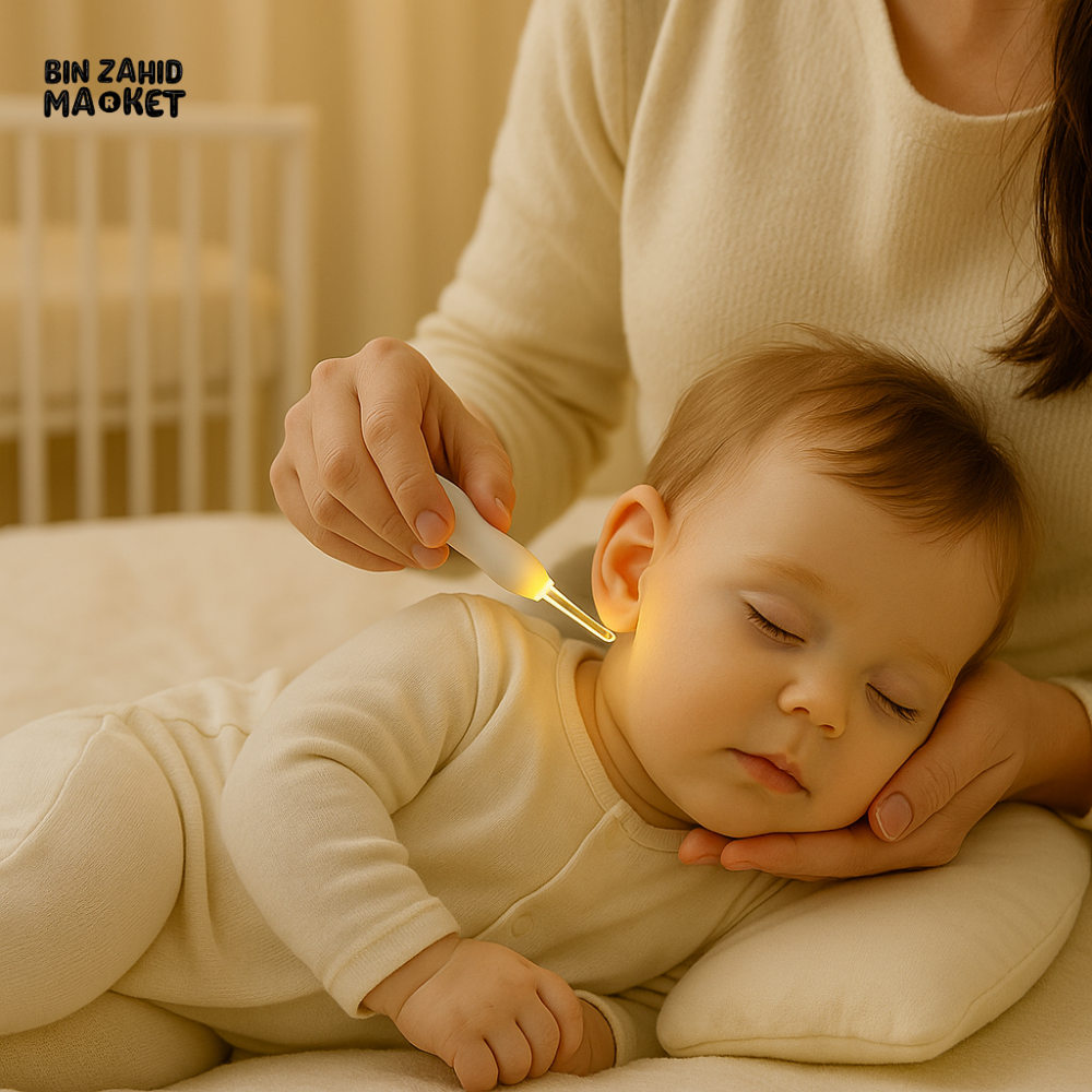 ILLUMINATED EAR CLEANER FOR BABIES & TODDLERS – SAFE & GENTLE EAR WAX REMOVER TOOL WITH LED LIGHT