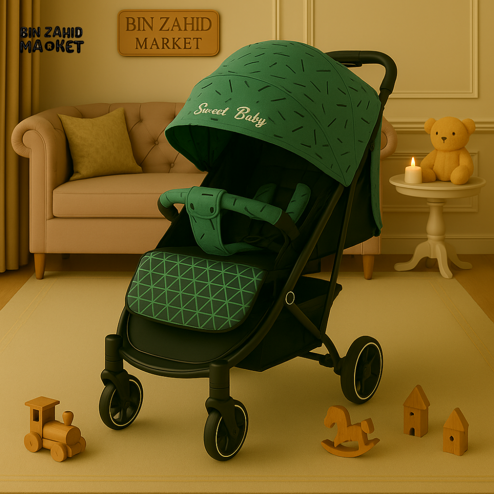 INFANTES BABY STROLLER – COMFORTABLE & FOLDABLE TRAVEL CARRIAGE FOR NEWBORN TO TODDLER - GREEN