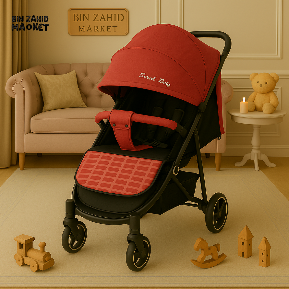 INFANTES BABY STROLLER – COMFORTABLE & FOLDABLE TRAVEL CARRIAGE FOR NEWBORN TO TODDLER - RED