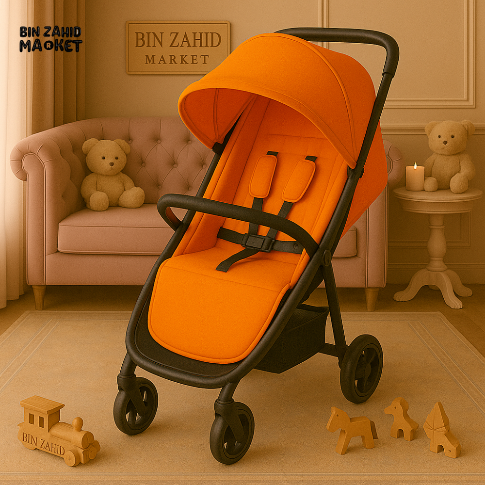 INFANTES BABY STROLLER – MODERN DESIGN, COMPACT FRAME & SMOOTH RIDE FOR TODDLERS AND INFANTS - ORANGE
