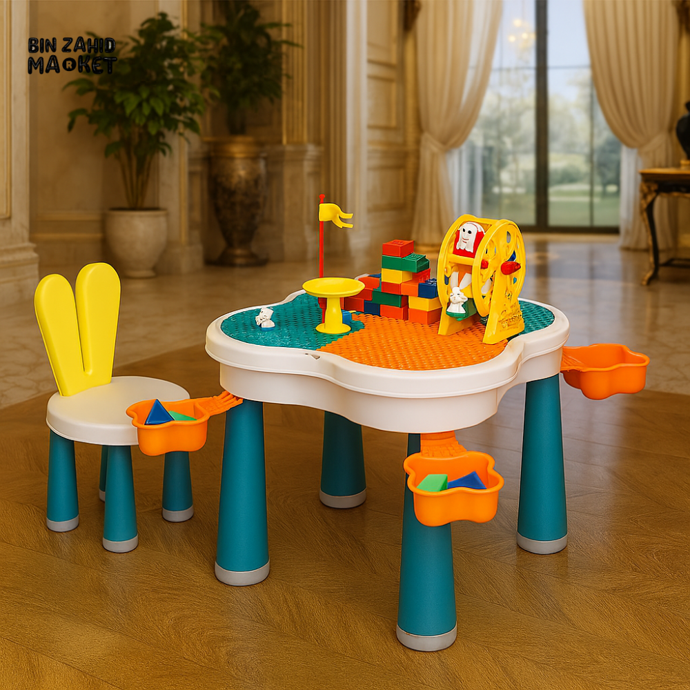 INFANTES BABY TABLE CHAIR & BLOCK SET – MULTICOLOR ACTIVITY PLAYSET FOR KIDS