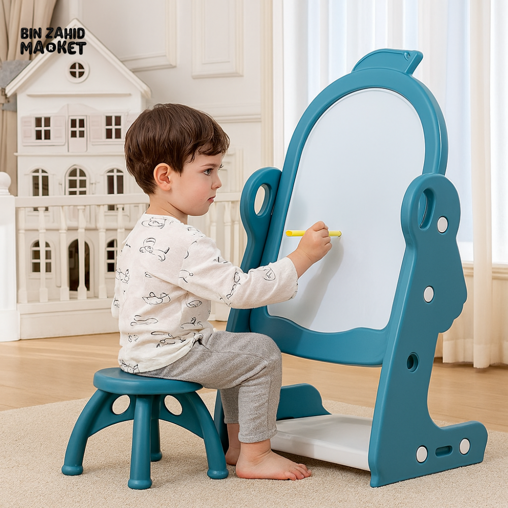 INFANTES KIDS EASEL SET WITH CHAIR – BLUE