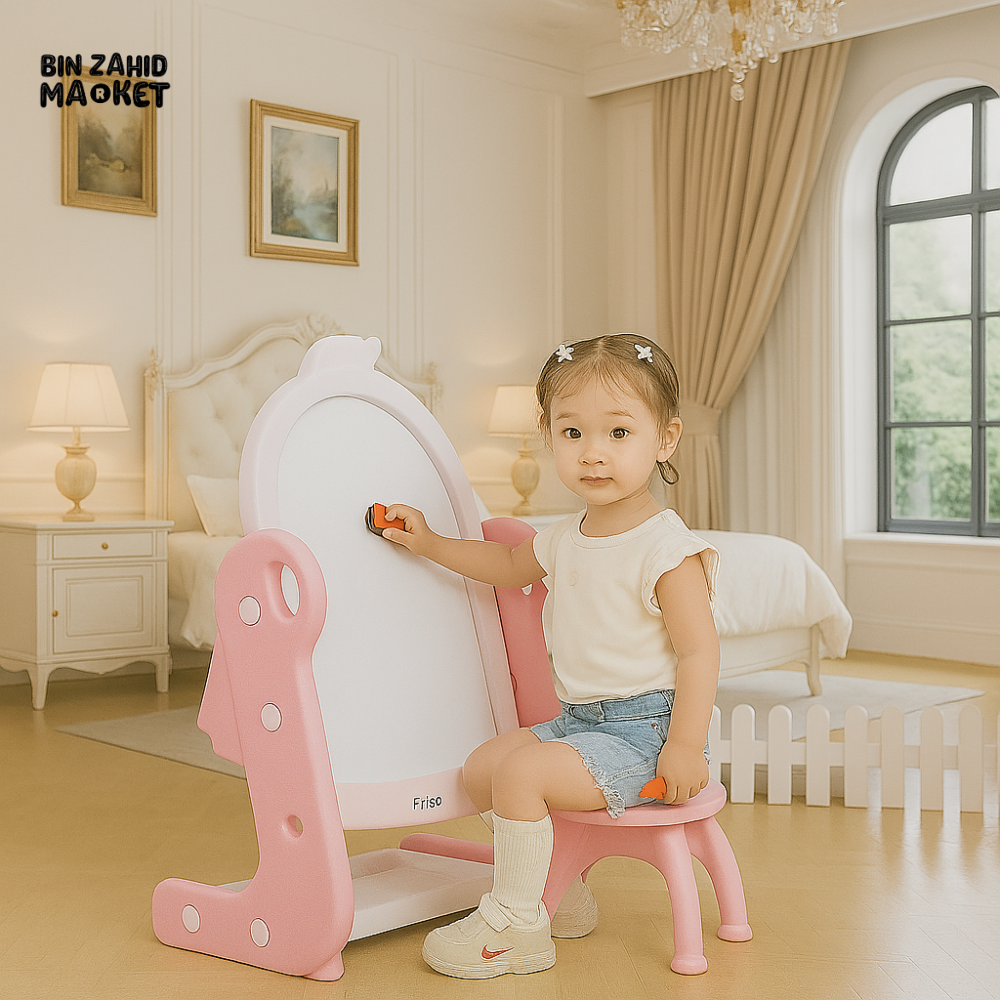 INFANTES KIDS EASEL SET WITH CHAIR – PINK