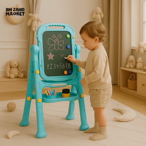 INFANTES KIDS MULTIPURPOSE EASEL TODDLER ART STAND WITH STORAGE & WHITEBOARD - BLUE