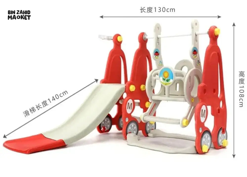 INFANTES KIDS SLIDE & SWING SET | INDOOR PLAYSET FOR TODDLERS - RED