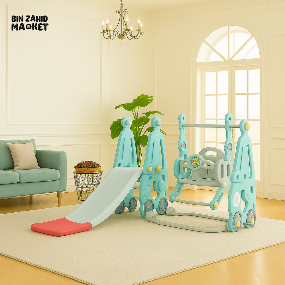 INFANTES KIDS SLIDE & SWING SET | INDOOR PLAYSET FOR TODDLERS - SKY BLUE