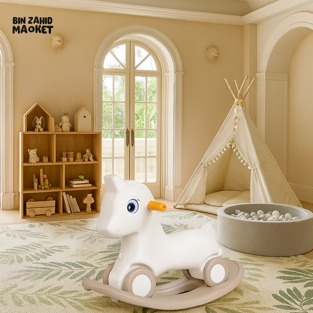 INFANTES ROCKING HORSE RIDE-ON TOY FOR KIDS - BEIGE WHITE