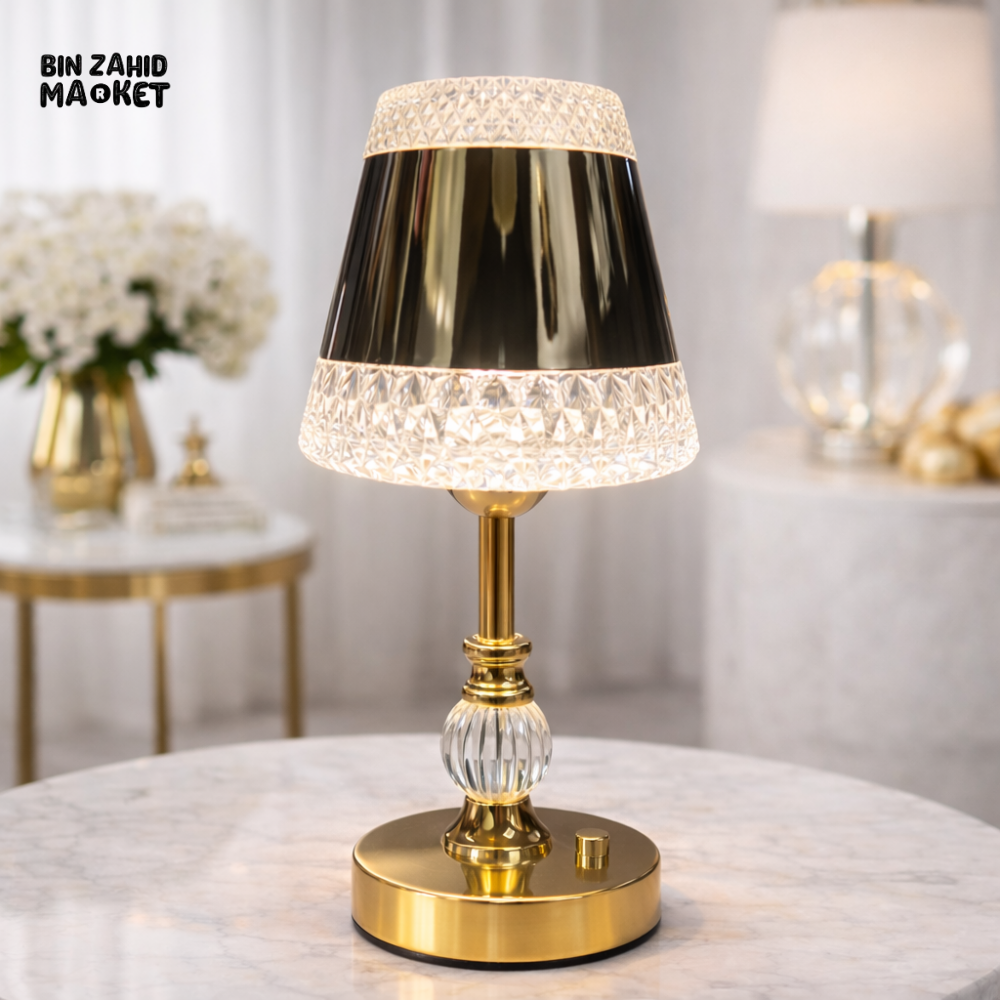 INFINITY GLOW CRYSTAL TABLE LAMP ELEGANT HOME DECOR LIGHT - BLACK CRYSTAL LUXE