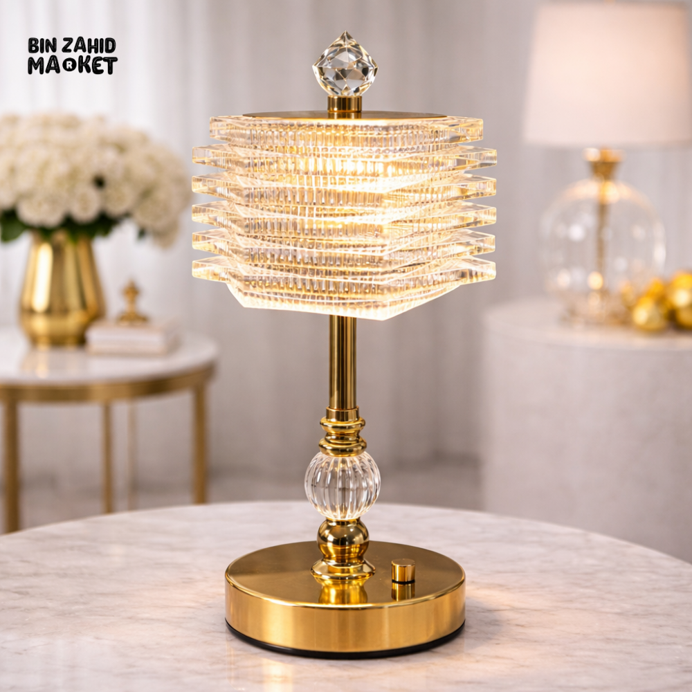 INFINITY GLOW CRYSTAL TABLE LAMP ELEGANT HOME DECOR LIGHT - DIAMOND STACK
