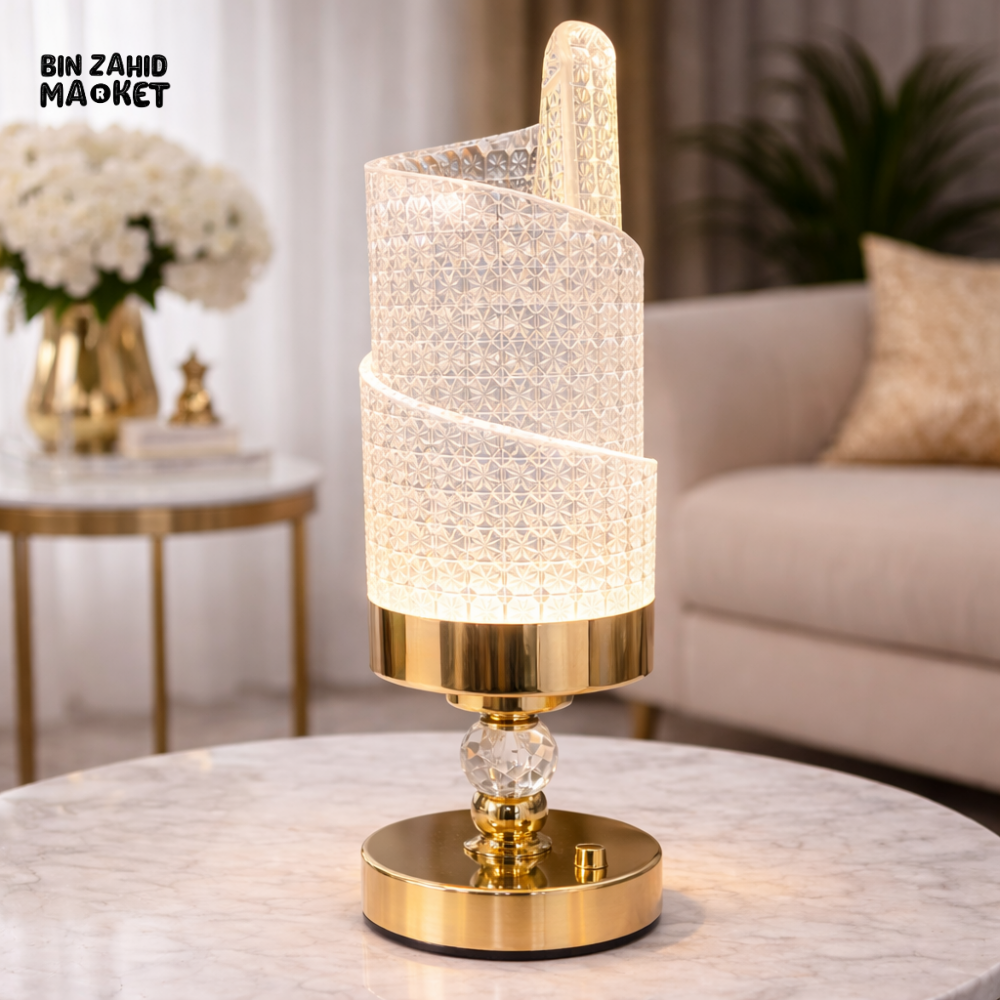 INFINITY GLOW CRYSTAL TABLE LAMP ELEGANT HOME DECOR LIGHT - CRYSTAL HELIX