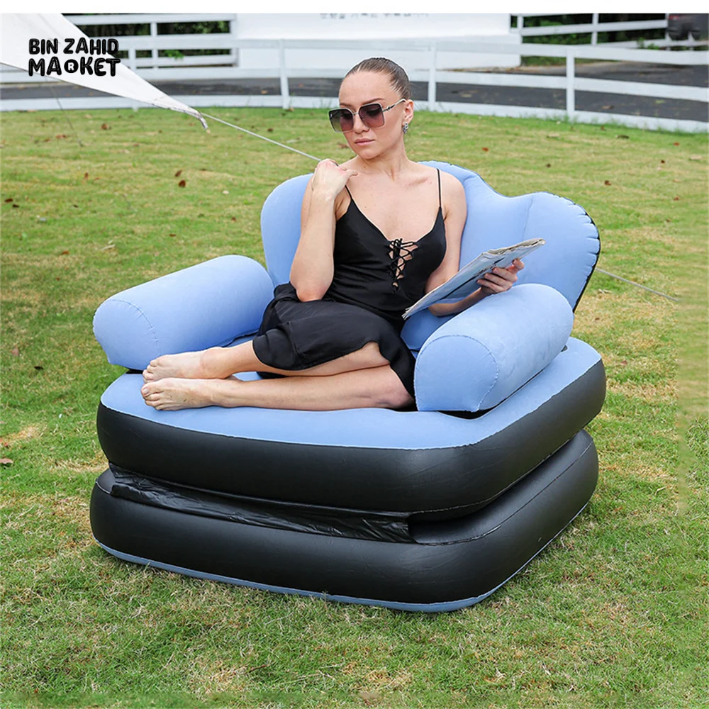 INFLATABLE BEAN BAG SOFA OUTDOOR FOLDABLE MATTRESS RECLINER FOOTSTOOL CHAIR