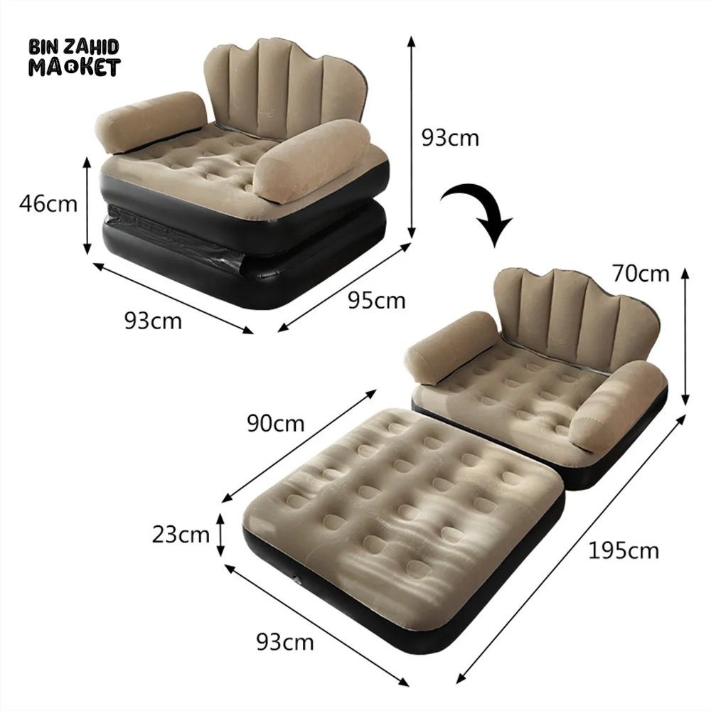 INFLATABLE BEAN BAG SOFA OUTDOOR FOLDABLE MATTRESS RECLINER FOOTSTOOL CHAIR