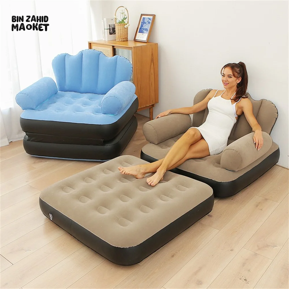 INFLATABLE BEAN BAG SOFA OUTDOOR FOLDABLE MATTRESS RECLINER FOOTSTOOL CHAIR