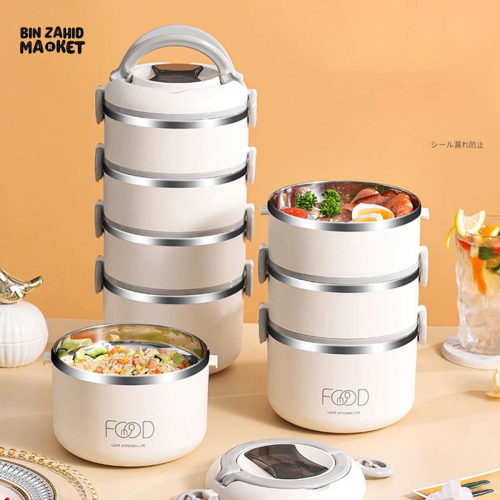 INSULATED STAINLESS STEEL LUNCH BOX – PORTABLE & LEAK-PROOF PERFECT FOR OFFICE SCHOOL & ON-THE-GO MEALS - 3 LAYERS