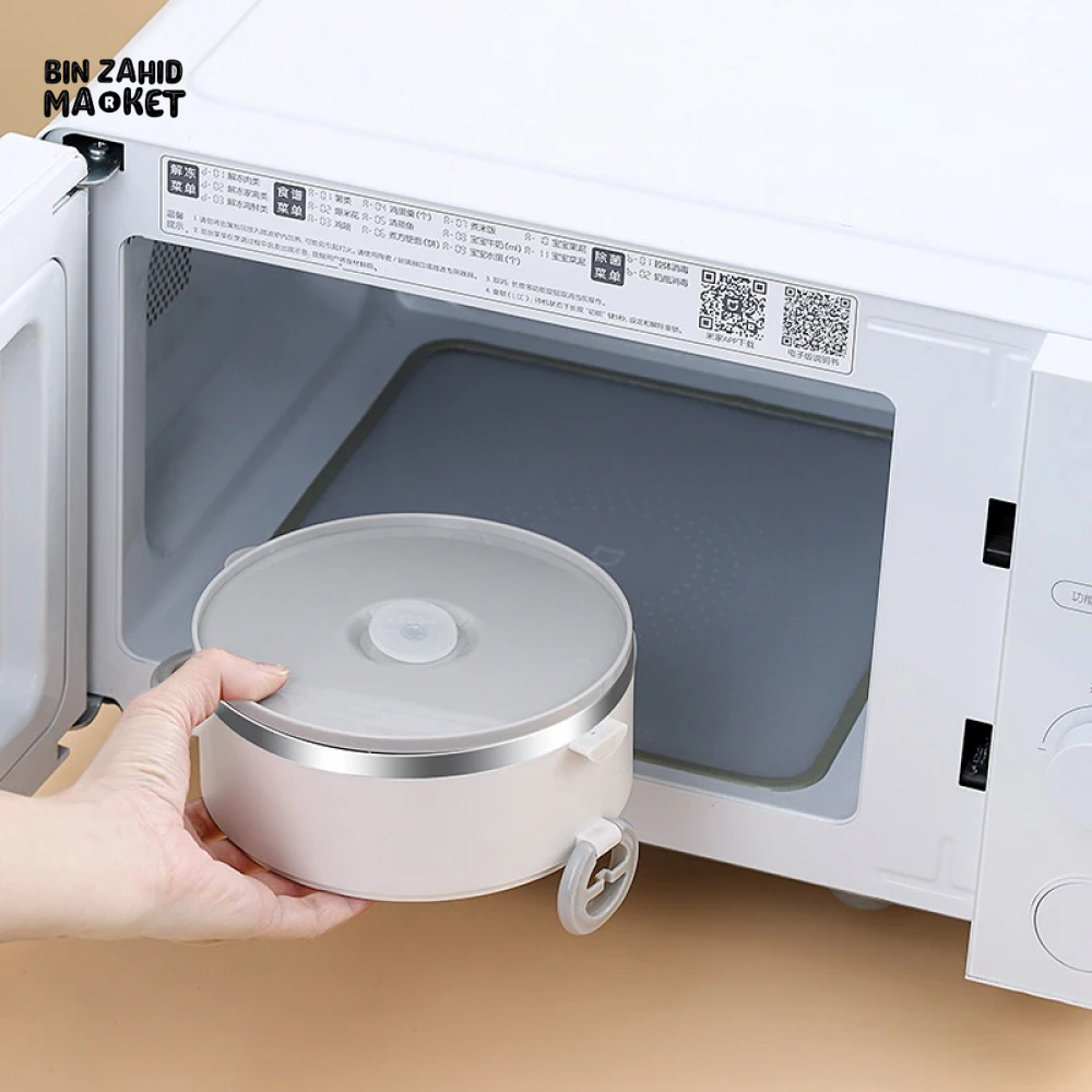 INSULATED STAINLESS STEEL LUNCH BOX – PORTABLE & LEAK-PROOF PERFECT FOR OFFICE SCHOOL & ON-THE-GO MEALS - 3 LAYERS