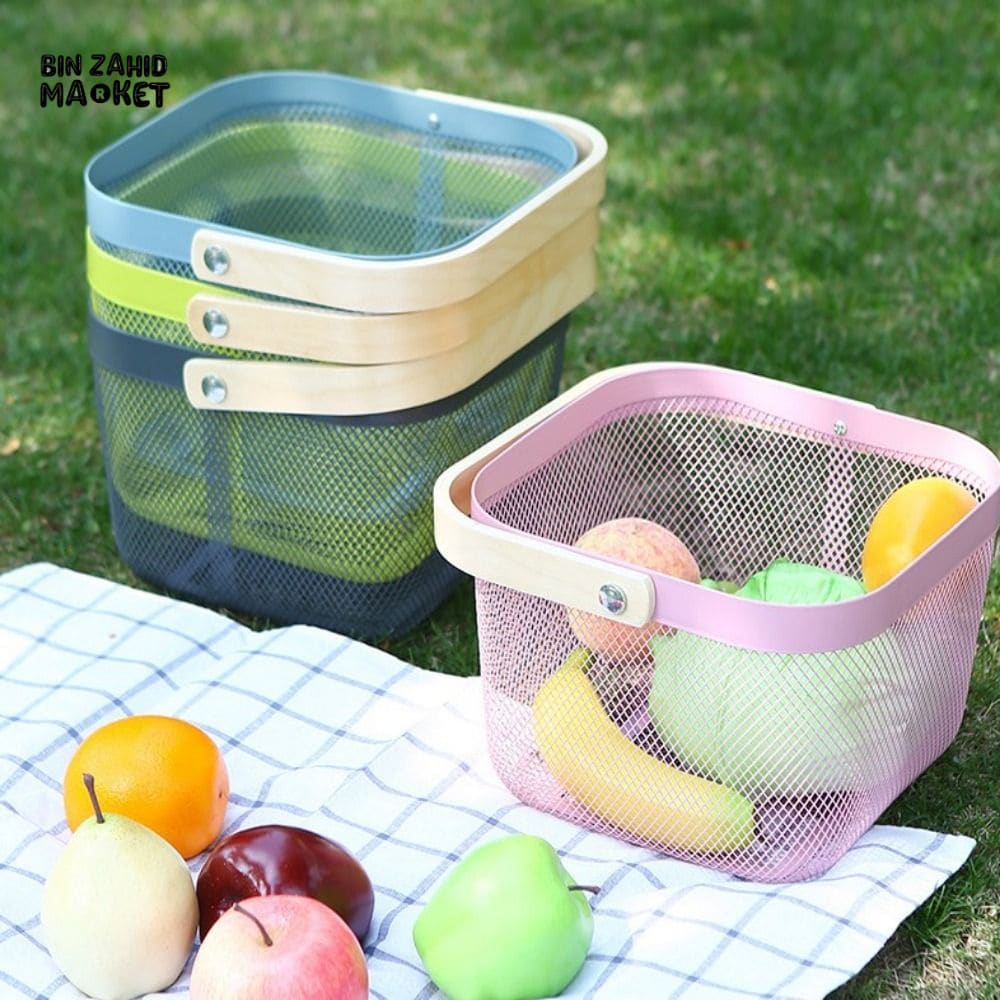 IRON WIRE FRUIT & VEGETABLE KITCHEN BASKET - OBLONG SHAPE