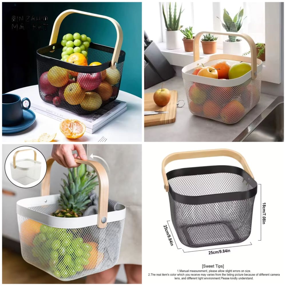 IRON WIRE FRUIT & VEGETABLE KITCHEN BASKET - OBLONG SHAPE