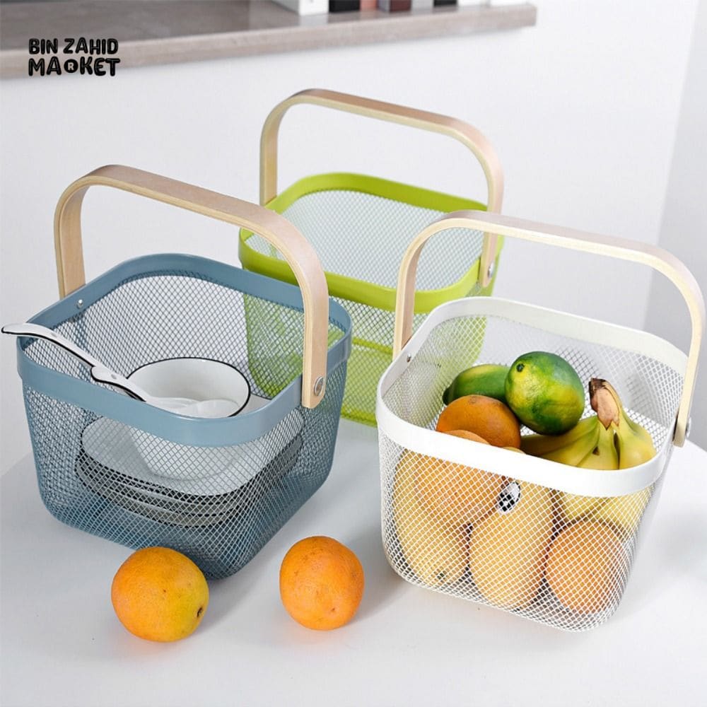 IRON WIRE FRUIT & VEGETABLE KITCHEN BASKET - OBLONG SHAPE