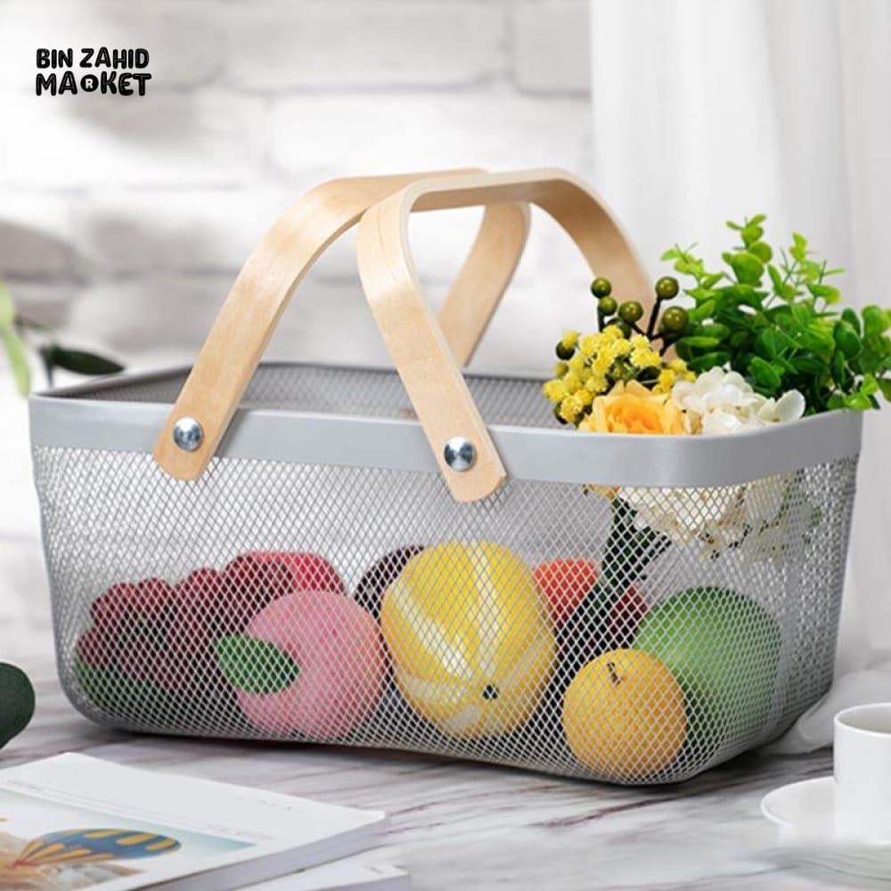 IRON WIRE FRUIT & VEGETABLE KITCHEN BASKET - RECTANGULAR SHAPE