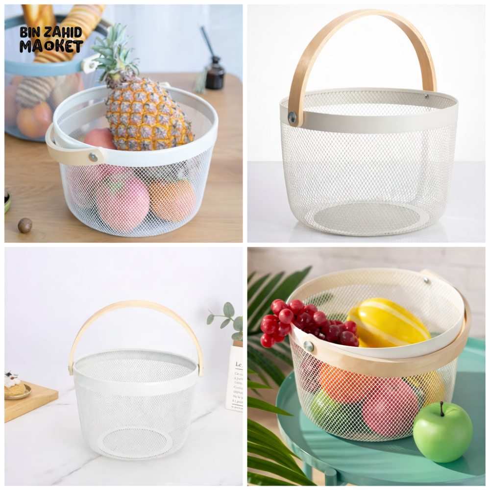 IRON WIRE FRUIT & VEGETABLE KITCHEN BASKET - ROUND SHAPE