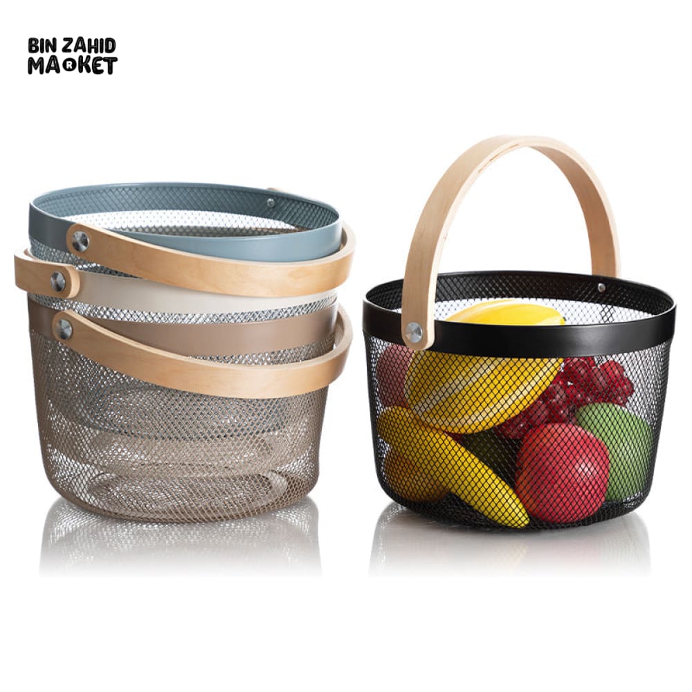 IRON WIRE FRUIT & VEGETABLE KITCHEN BASKET - ROUND SHAPE