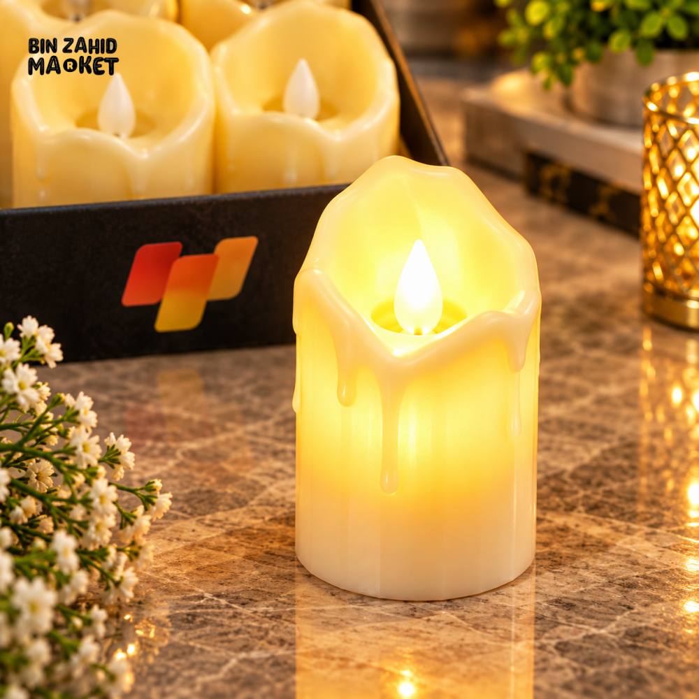 IVORY MELTED WAX DESIGN FLAMELESS LED PILLAR CANDLE