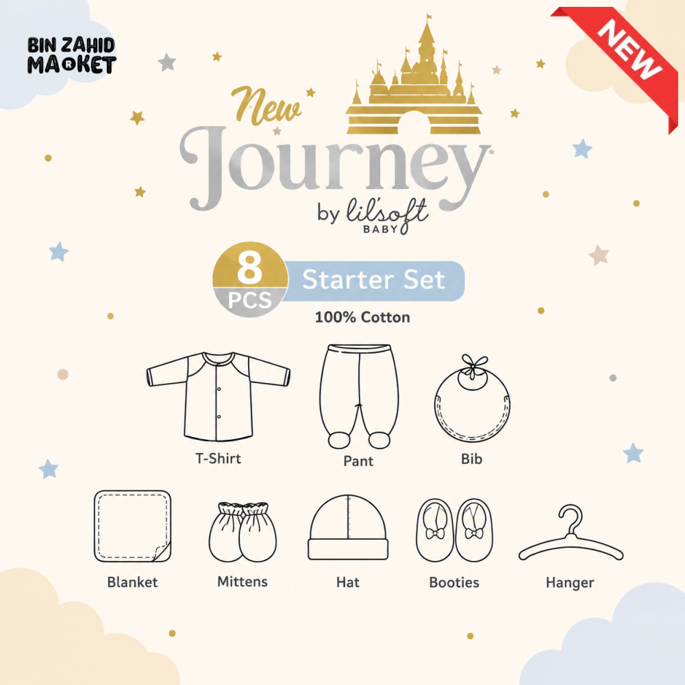 JOURNEY NEWBORN BABY GIFT SET – PRINCE CROWN EMBROIDERED DESIGN (BLUE & WHITE)