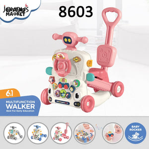 JOYOUS 6-IN-1 MULTIFUNCTIONAL WALKER BEST FOR EARLY EDUCATION & TODDLER DEVELOPMENT ACTIVITY CENTER WITH PLAY LEARN & WALK FUNCTIONS - PINK