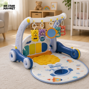 JOYOUS BABY WALKER PLAY GYM WITH PIANO MAT - BLUE