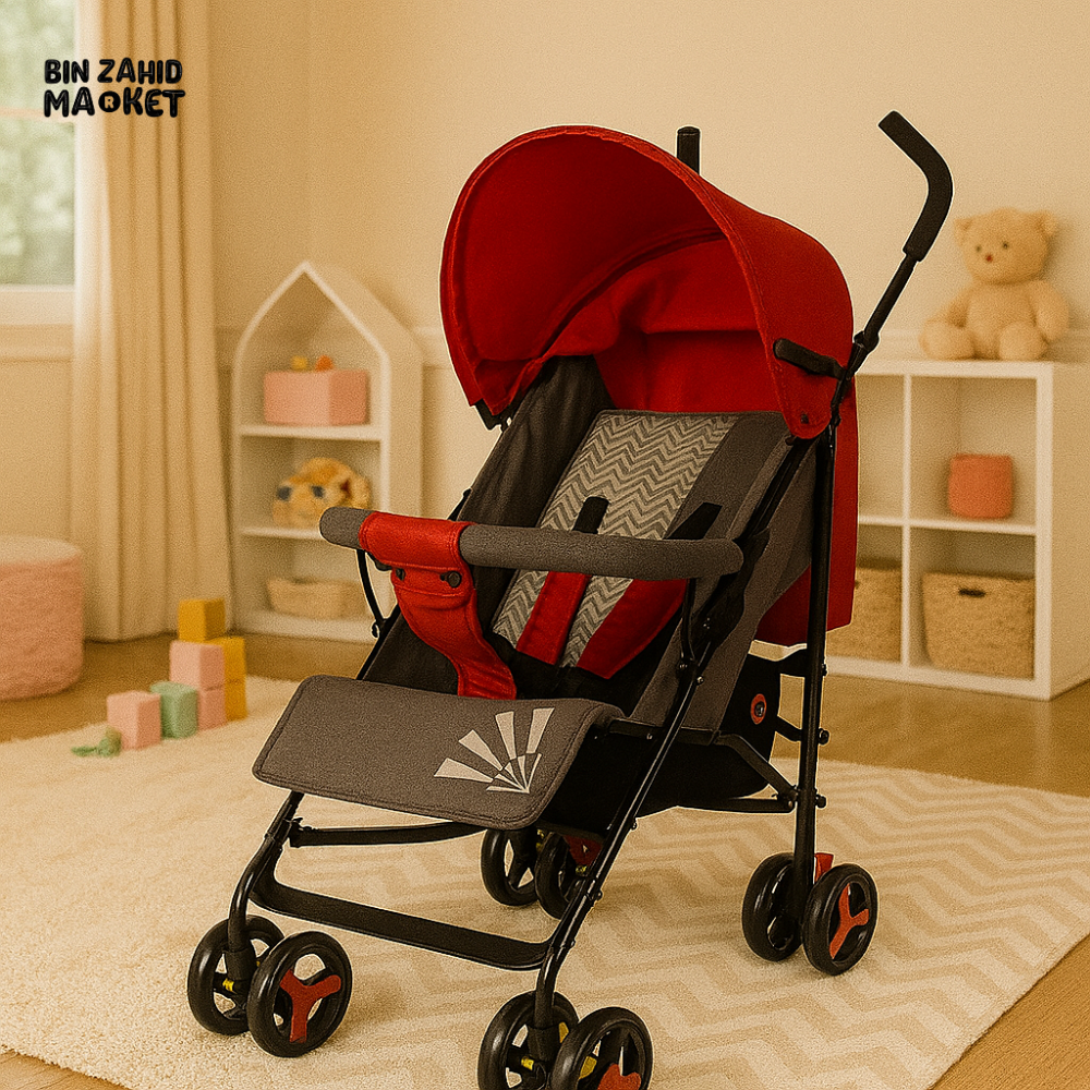 JOYOUS LIGHTWEIGHT STROLLER - RED & GREY