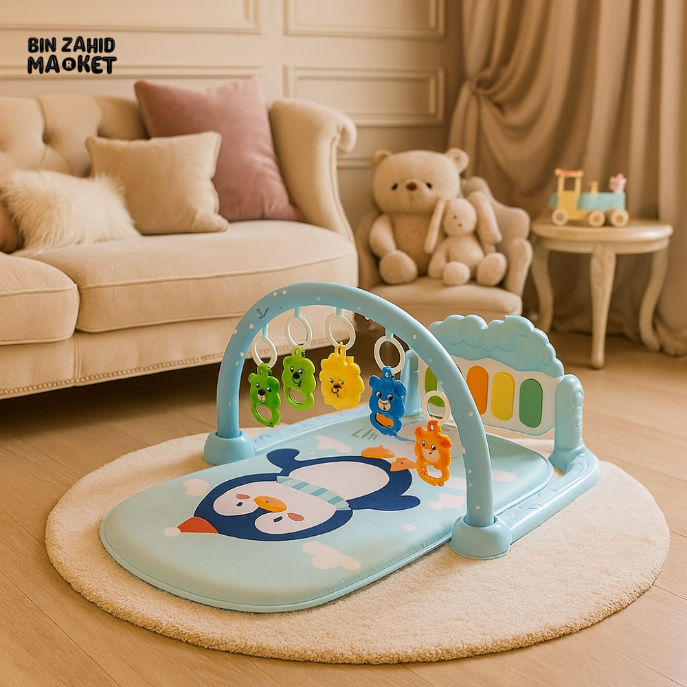 JOYOUS MULTI-FUNCTION PEDAL PIANO PLAY GYM FOR BABIES PLAYMAT WITH TOYS - LIGHT BLUE