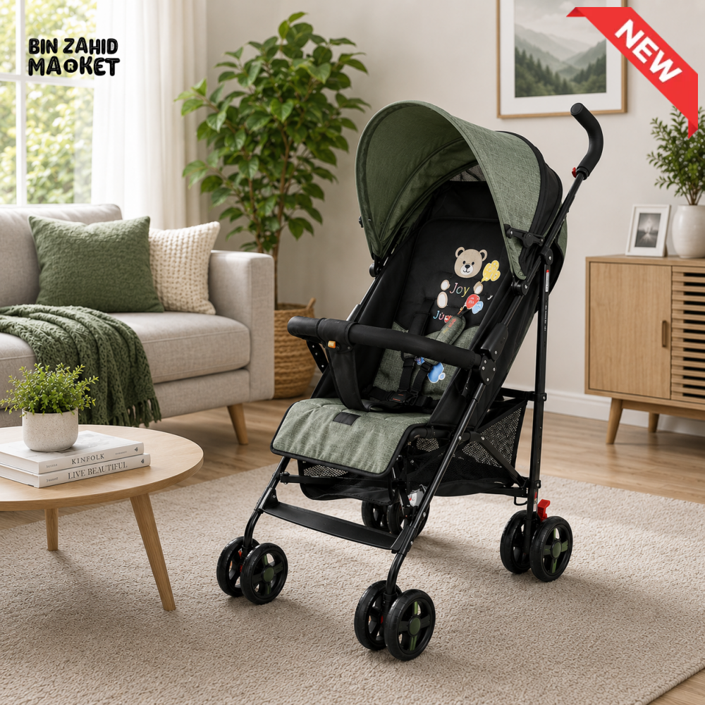 JOYOUS MULTIPOSITION BABY STROLLER WITH HANDLE - GREEN