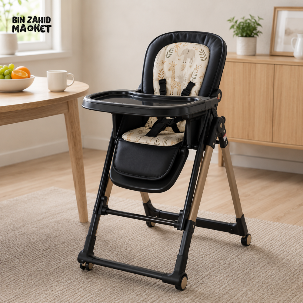 JOYOUS PREMIUM FOLDABLE BABY HIGH CHAIR - BLACK