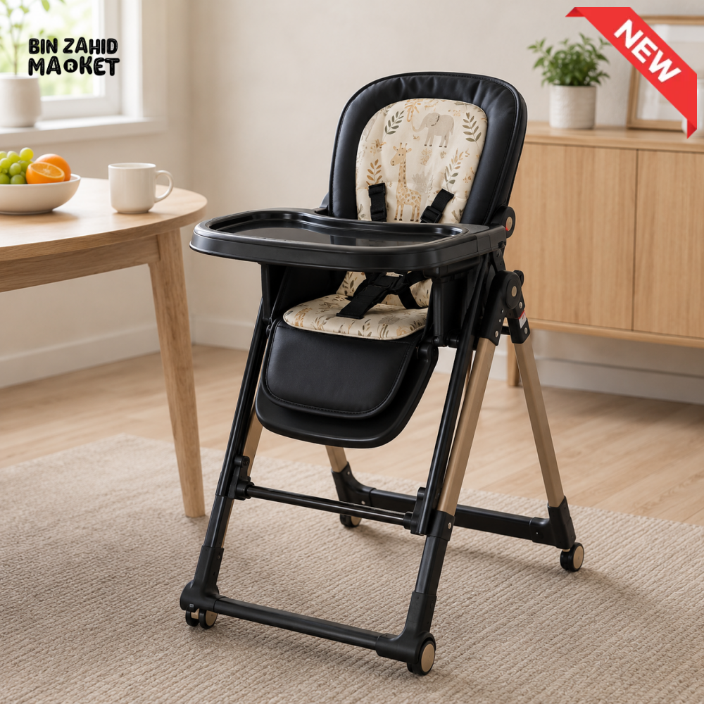 JOYOUS PREMIUM FOLDABLE BABY HIGH CHAIR - BLACK