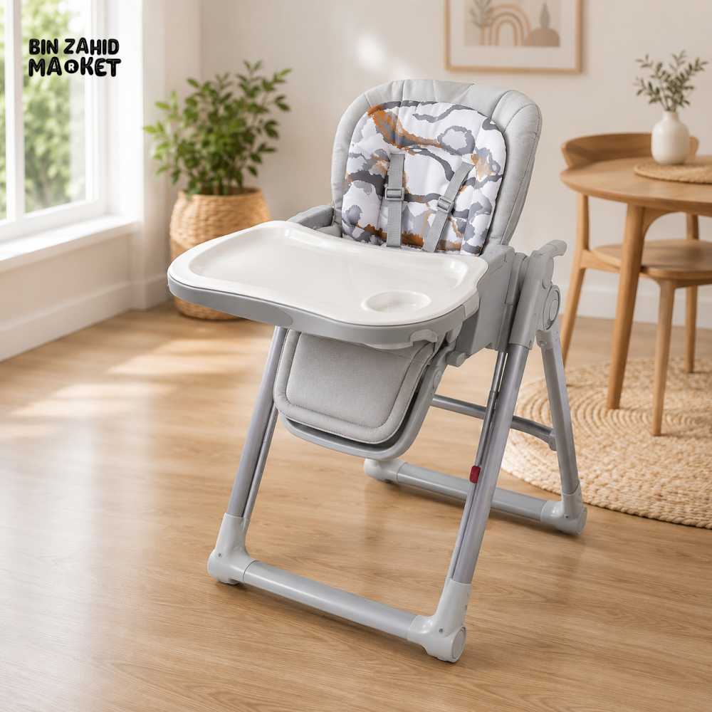 JOYOUS PREMIUM FOLDABLE BABY HIGH CHAIR - GREY