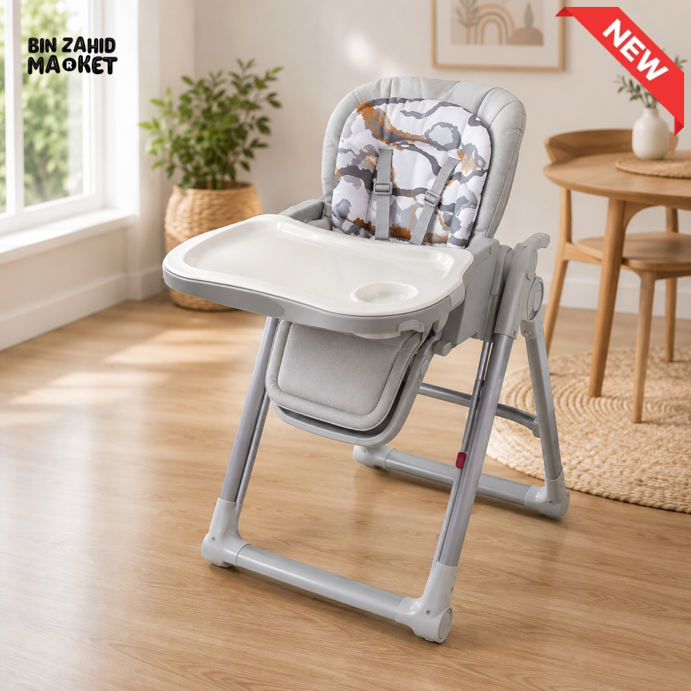 JOYOUS PREMIUM FOLDABLE BABY HIGH CHAIR - GREY