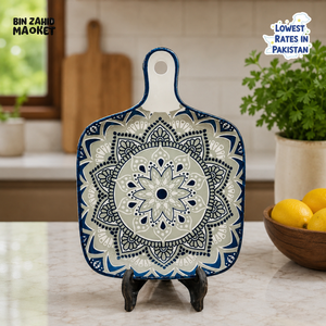 CERAMIC DECORATIVE SERVING BOARD - MANDALA PATTERN DESIGN