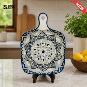 CERAMIC DECORATIVE SERVING BOARD - MANDALA PATTERN DESIGN