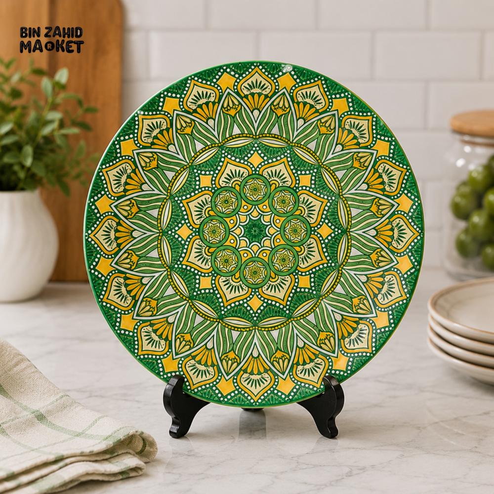 KASHGAR POTTERY CERAMIC DINNER PLATE - 10 INCH