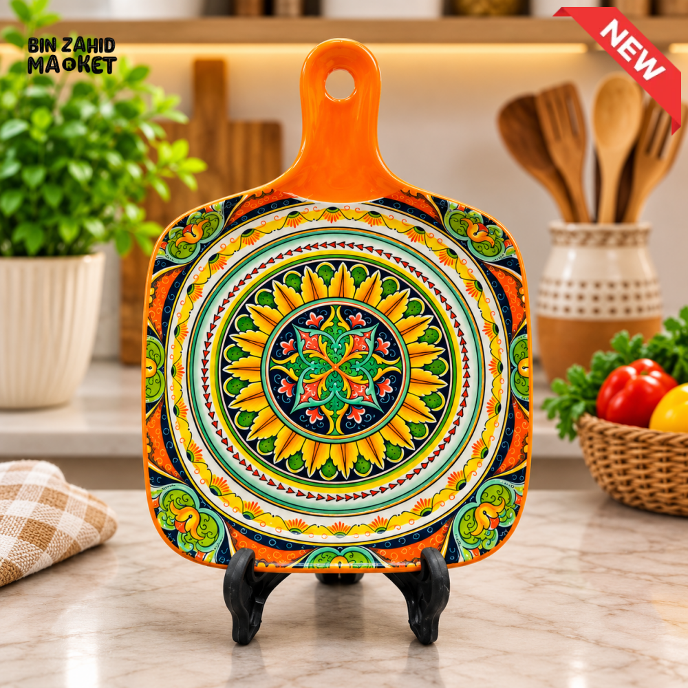 DECORATIVE CERAMIC SERVING BOARD - FLORAL DESIGN