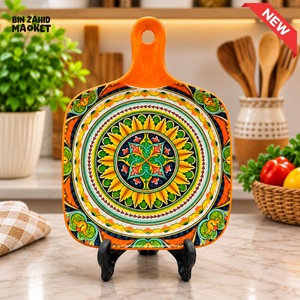 DECORATIVE CERAMIC SERVING BOARD - FLORAL DESIGN