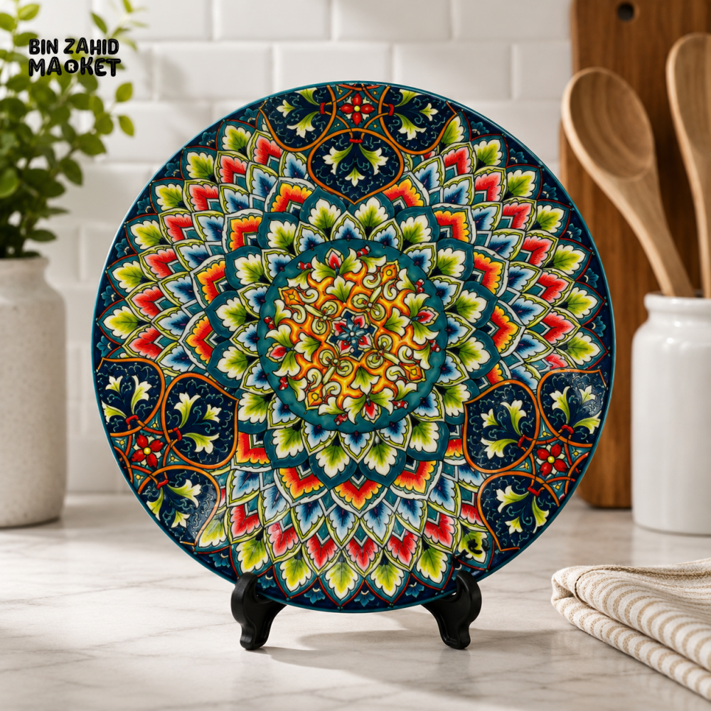 KASHGAR POTTERY DECORATIVE DINNER PLATE - 10 INCH