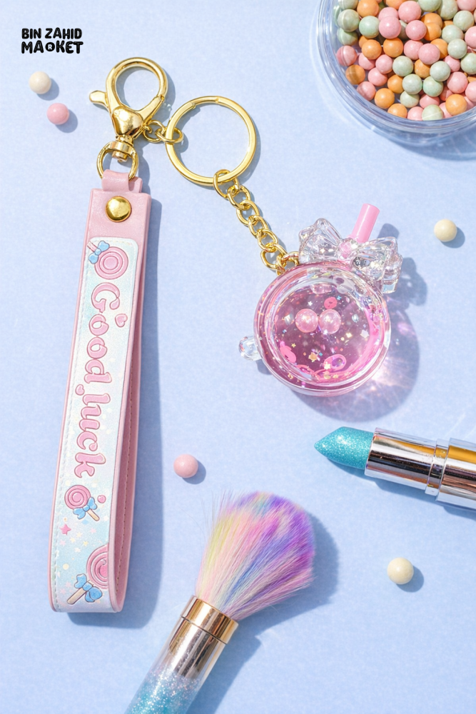 KAWAII GOOD LUCK LIQUID CHARM KEYCHAIN – CUTE PASTEL BAG & KEY ACCESSORY - Key Holders