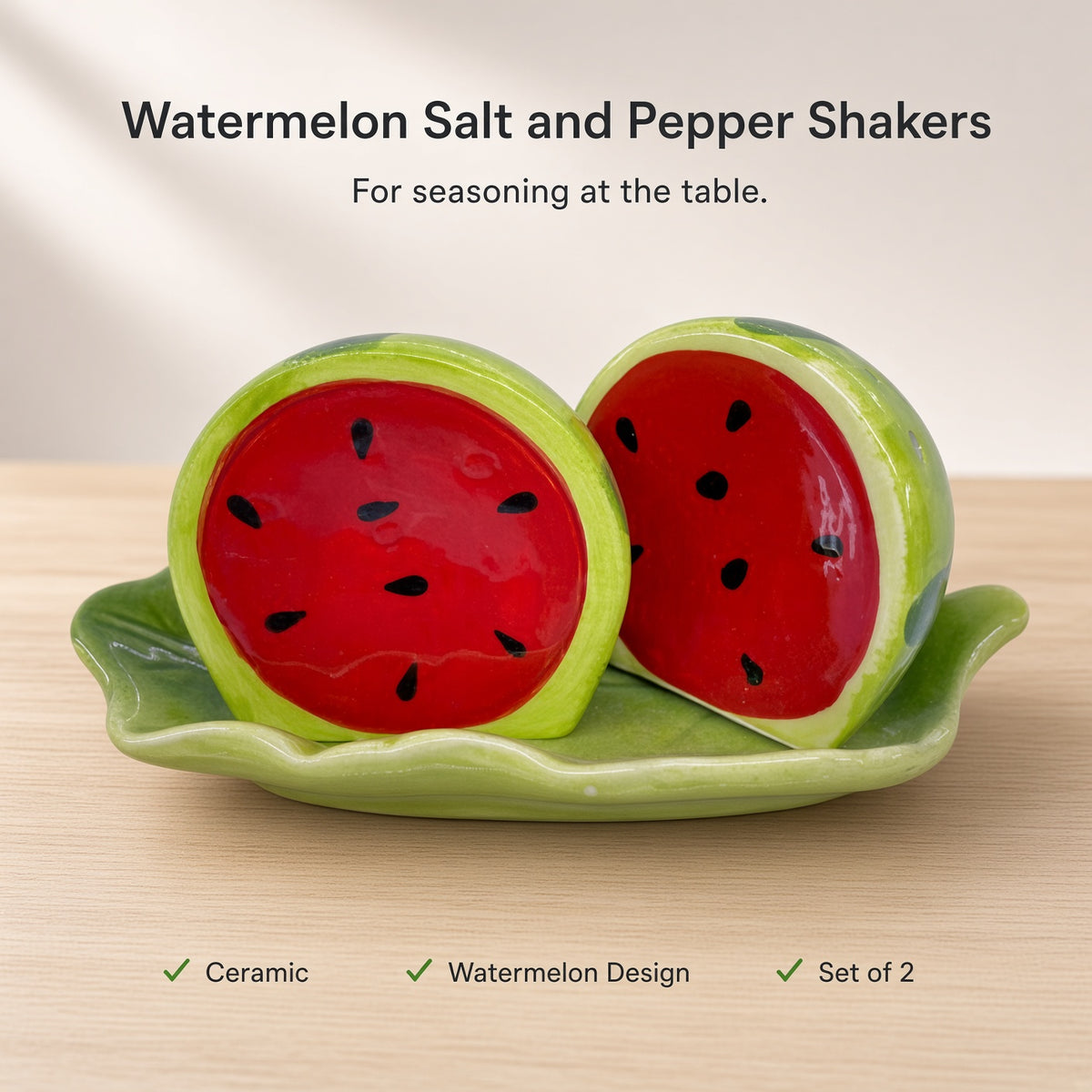 Kitchlux Ceramic Salt and Pepper Shakers - Watermelon