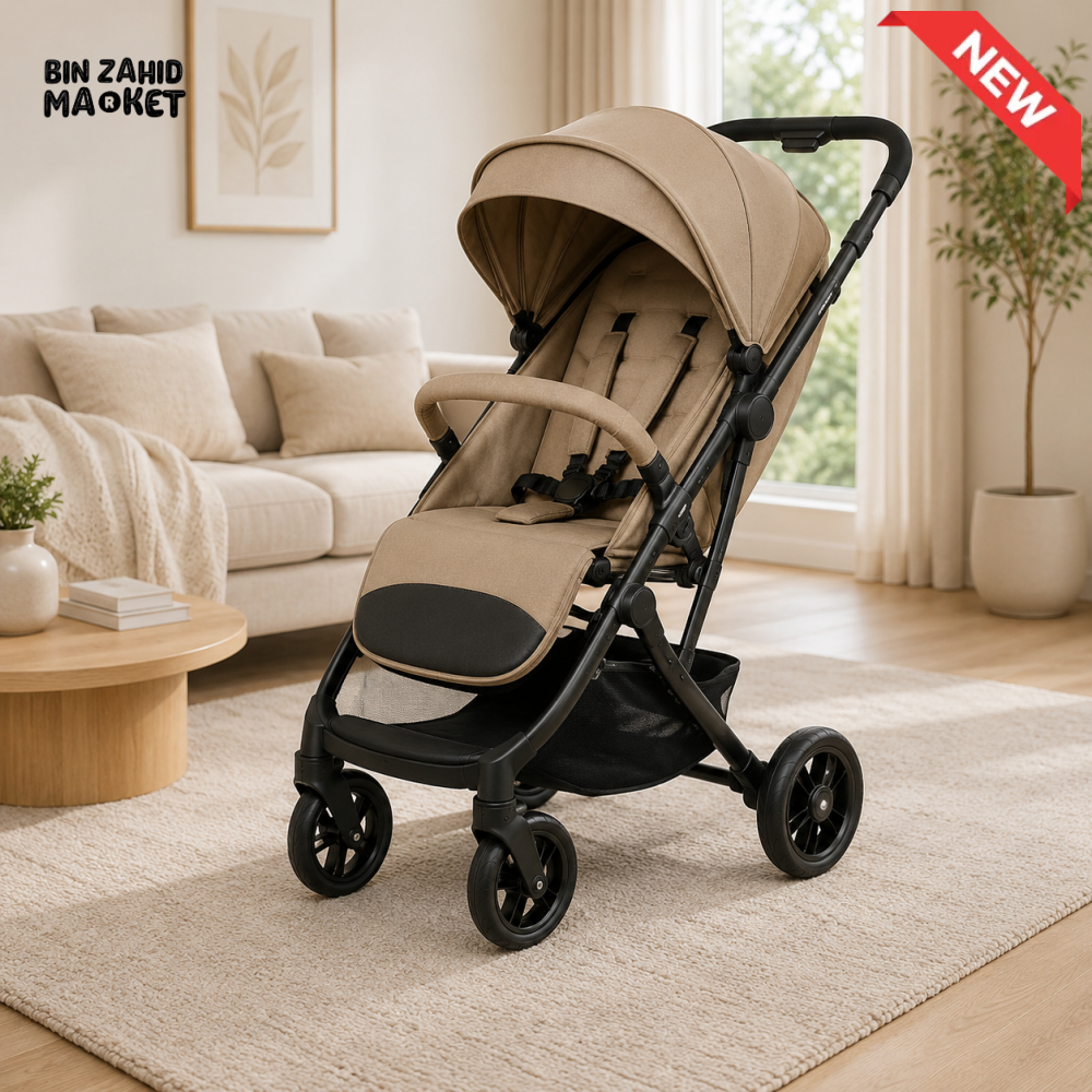 KIDILO PREMIUM REVERSIBLE BABY STROLLER - KHAKHI