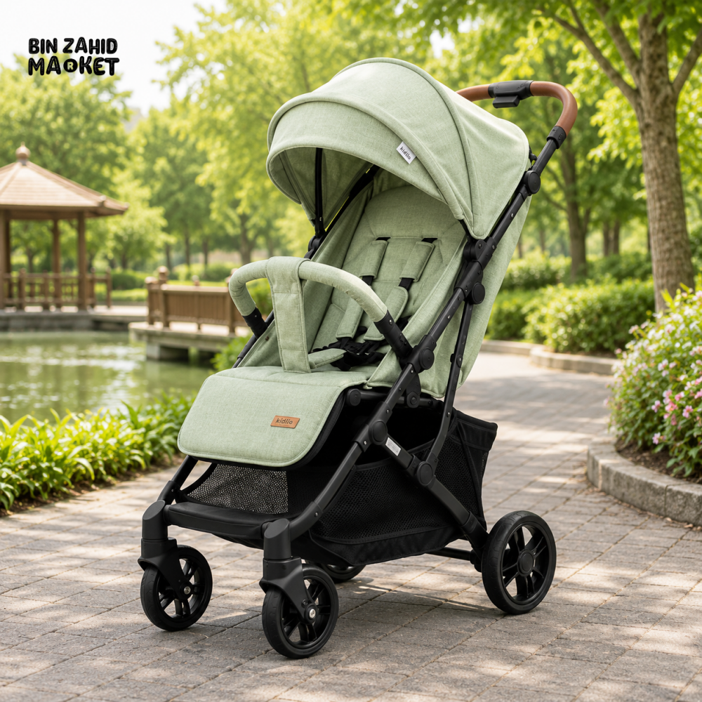 KIDILO ROYAL COMFORT BABY STROLLER - L GREEN