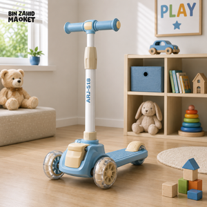 KIDS 3-WHEEL SCOOTER WITH FLASHING WHEELS - BLUE